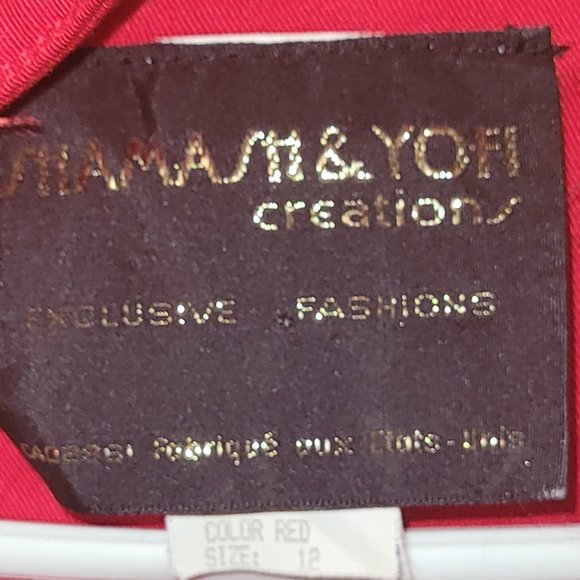 Vintage 1990's Shamash & Yofi Creations Adorned Red Jumpsuit with Sheer Sleeves - Picture 4 of 13